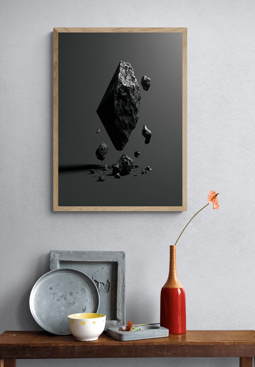Floating Rock Monolith Abstract Print. — room view 3