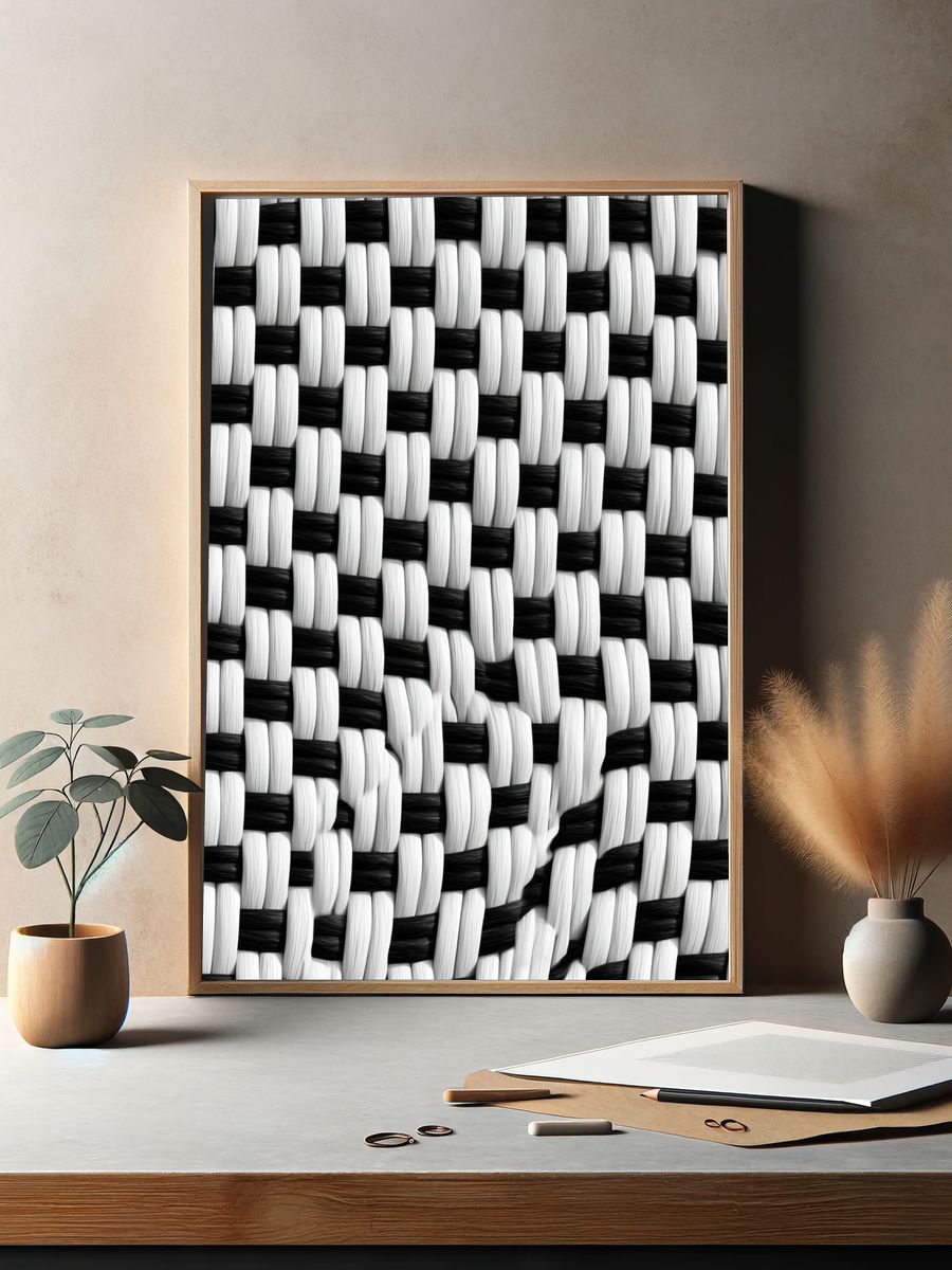 Black and White Woven Texture Print. — room view 2