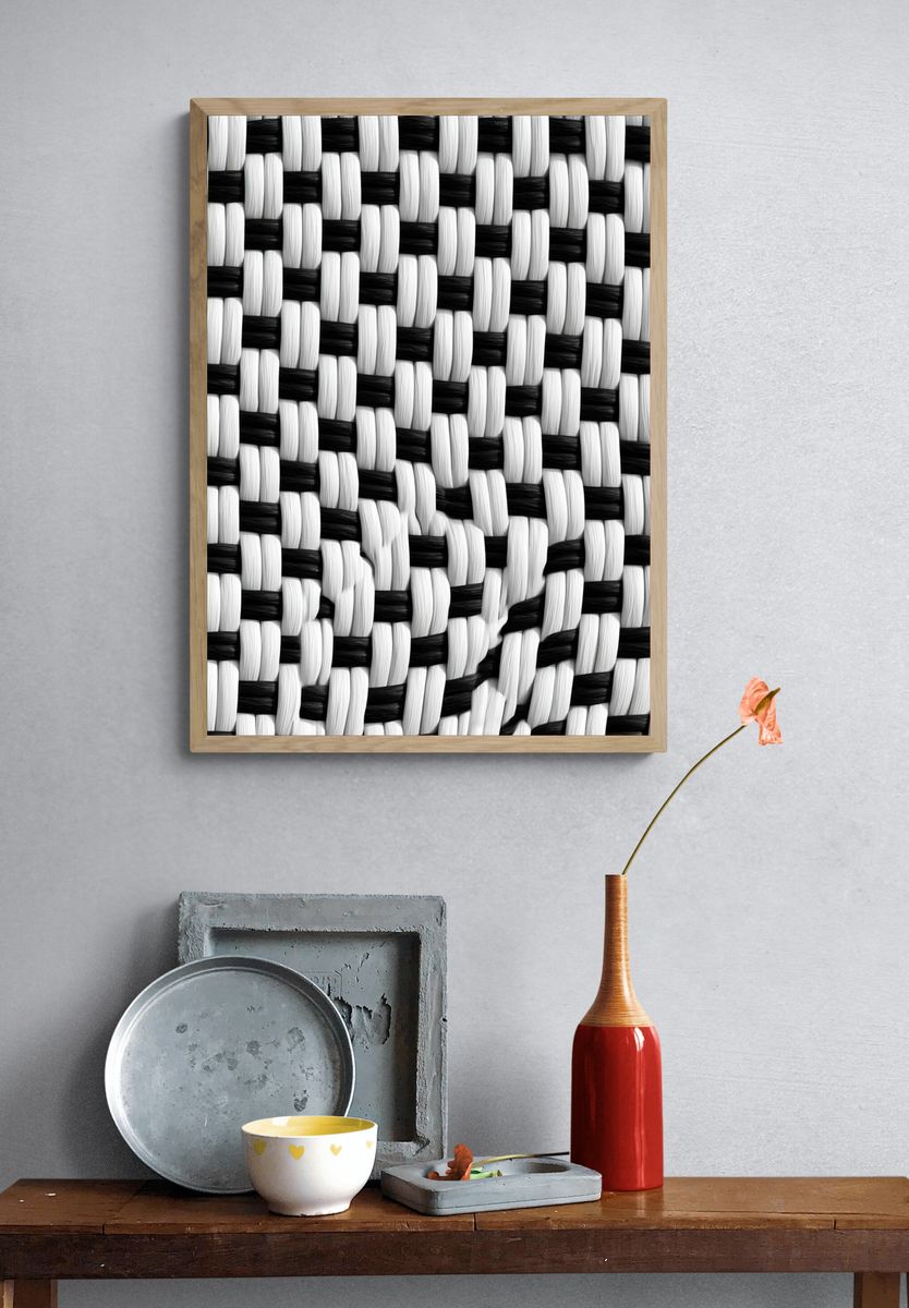 Black and White Woven Texture Print. — room view 3