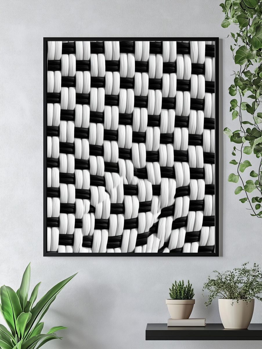 Black and White Woven Texture Print. — room view 4