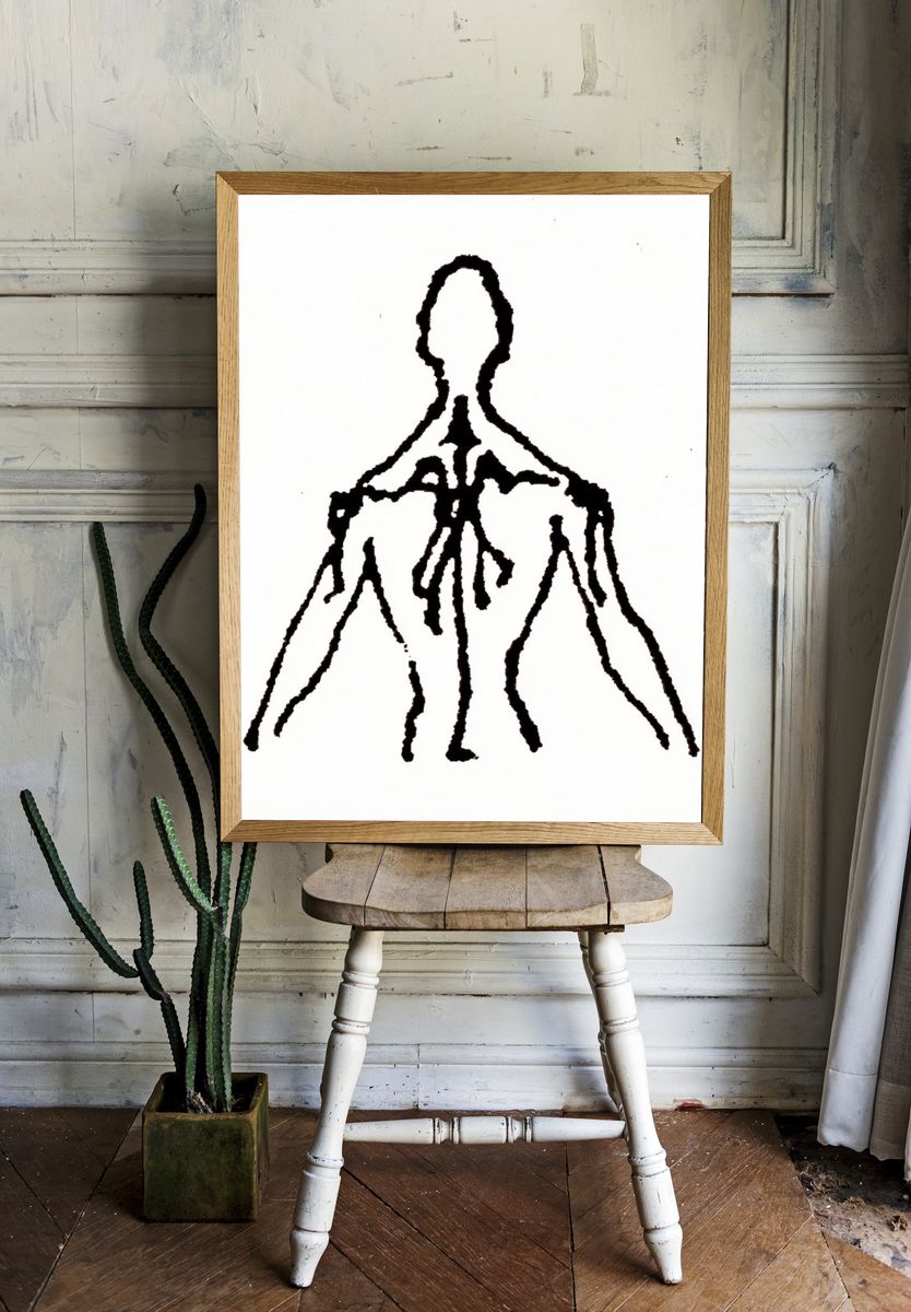 Abstract Human Figure Line Art Poster. room preview