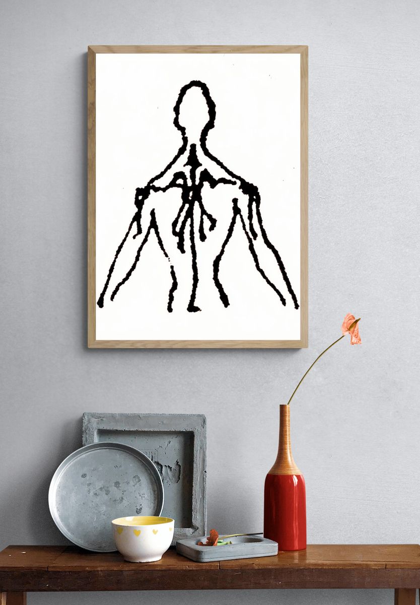 Abstract Human Figure Line Art Poster. — room view 3