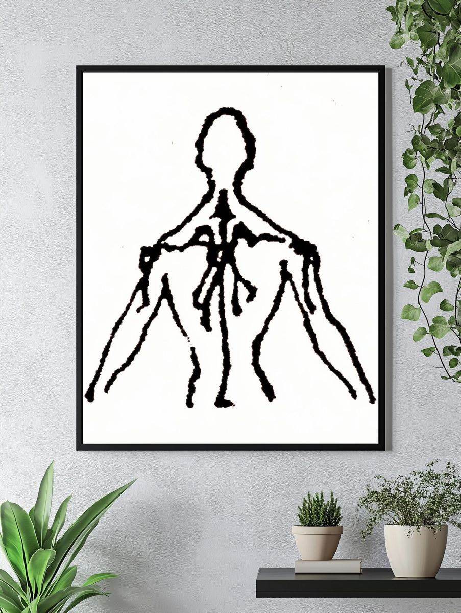 Abstract Human Figure Line Art Poster. — room view 4