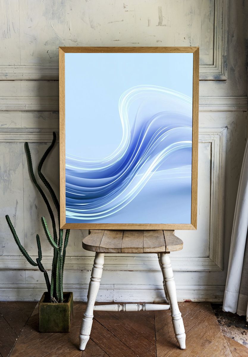Blue Flow Abstract Poster. room preview