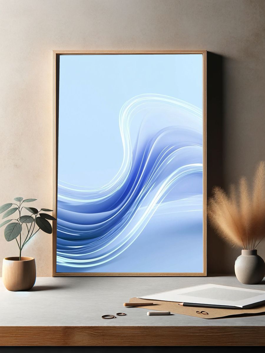 Blue Flow Abstract Poster. — room view 2