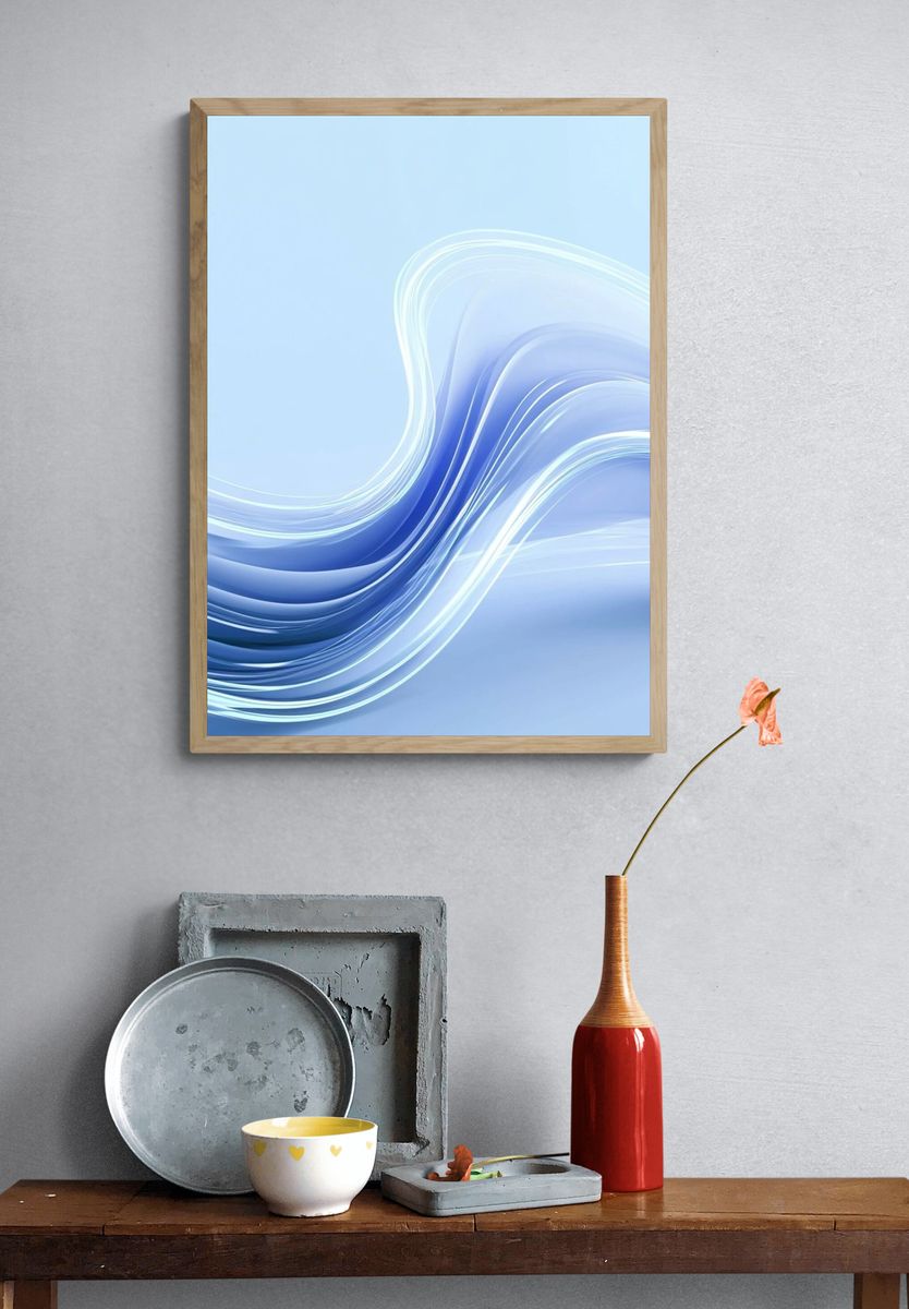 Blue Flow Abstract Poster. — room view 3