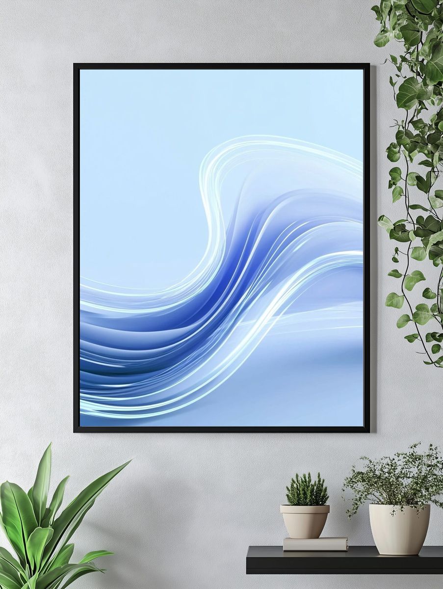 Blue Flow Abstract Poster. — room view 4