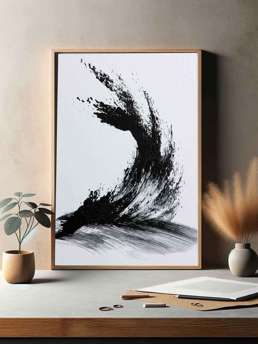 Ink Brushstroke Abstract Poster. — room view 2