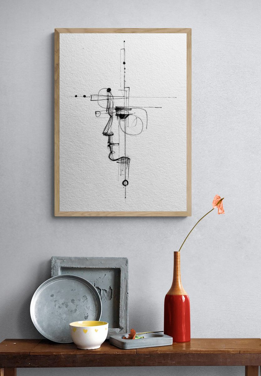 Abstract Face Line Art Poster. — room view 3