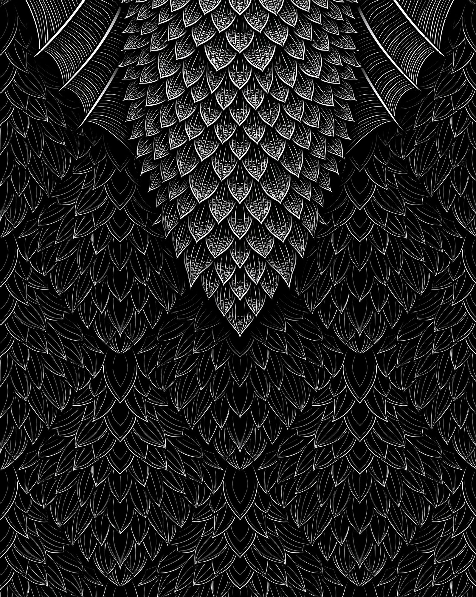 Black Feather Pattern Print. poster — abstract art