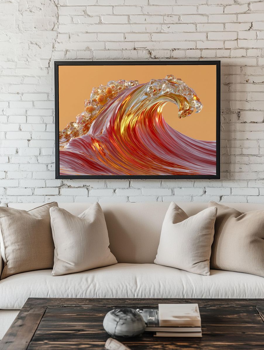 Golden Wave Abstract Poster. — room view 1