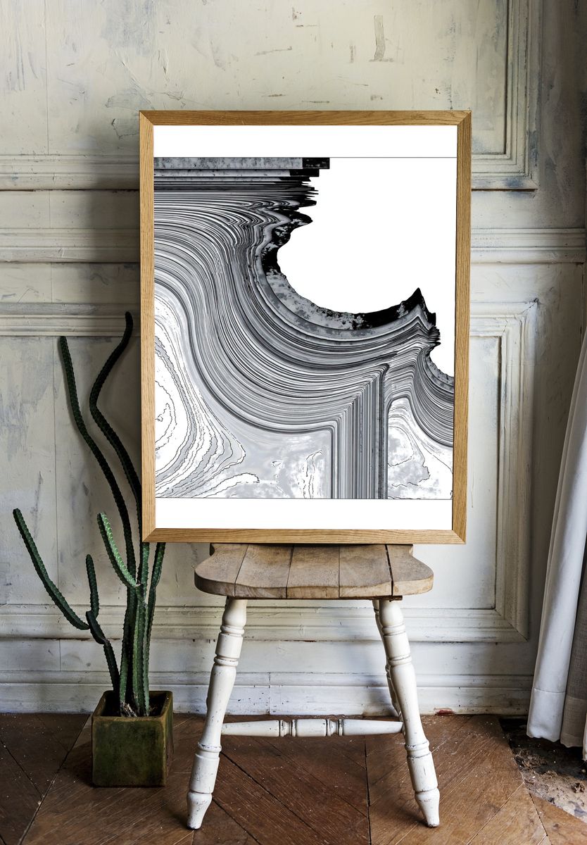 Monochrome Flow Abstract Poster. — room view 1