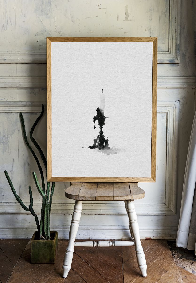 Monochrome Ink Spire Print. — room view 1