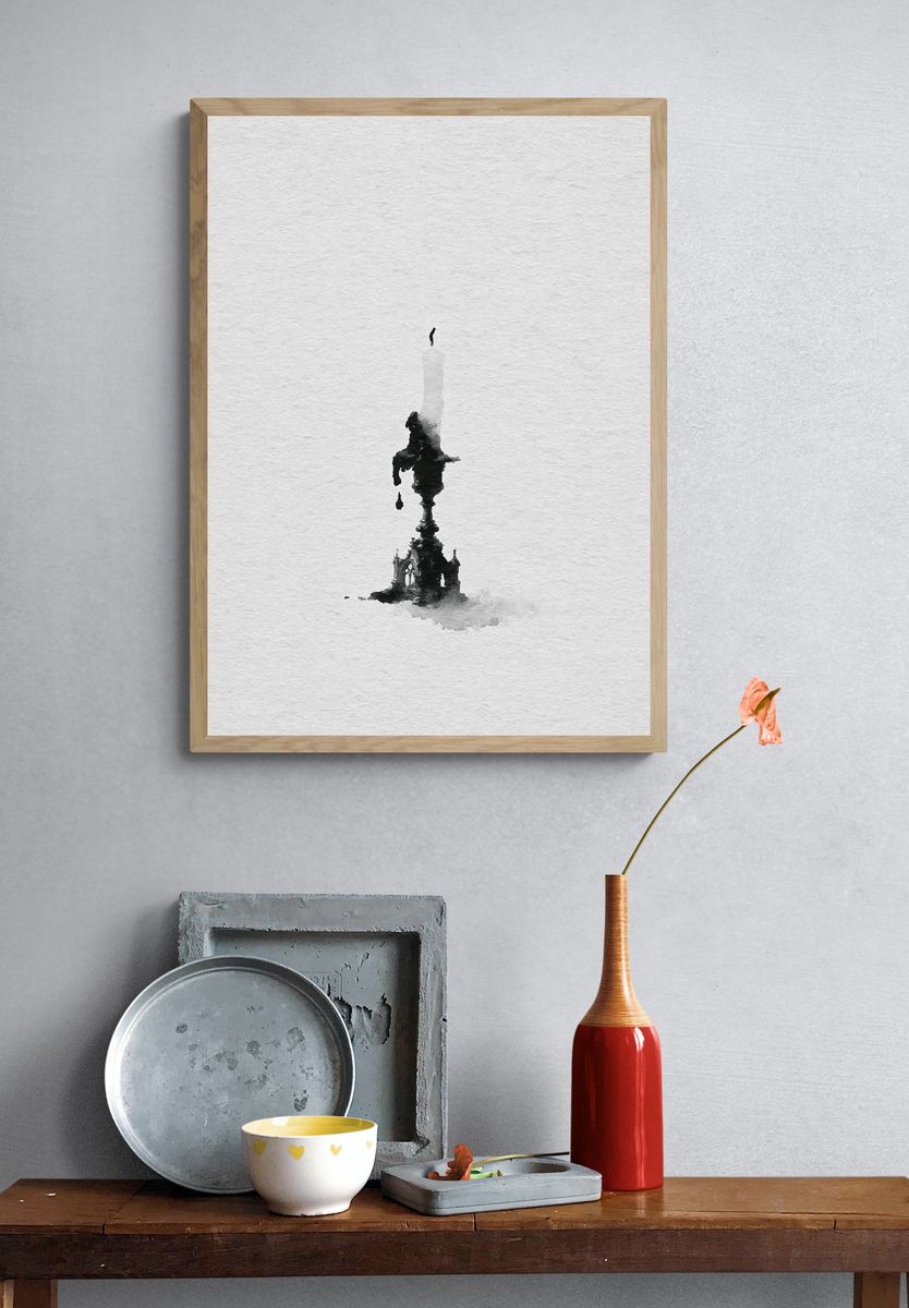 Monochrome Ink Spire Print. — room view 3