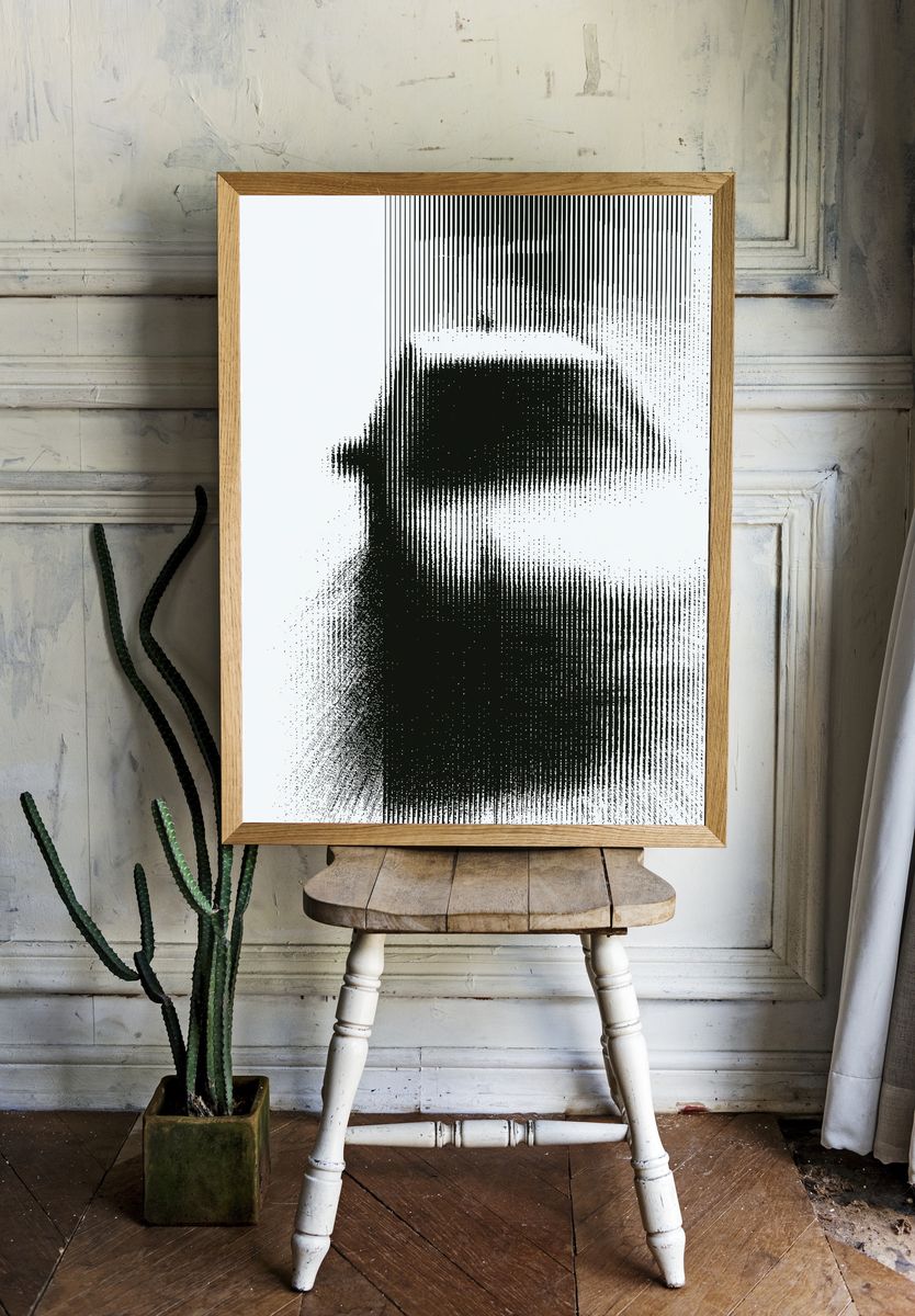 Monochrome Glitch Abstract Poster. — room view 1