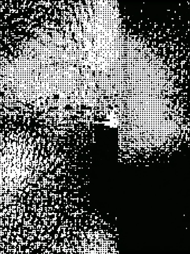 Monochrome Pixel Noise Abstract Poster. poster detail