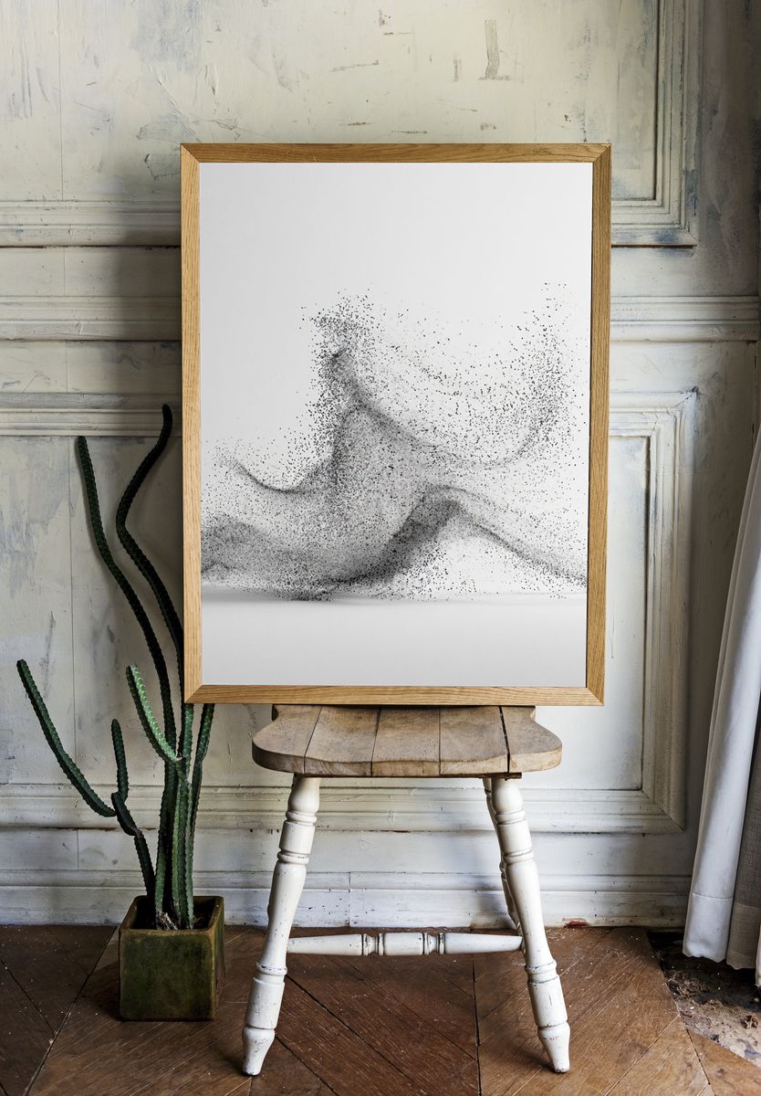 Monochrome Particle Wave Poster. — room view 1
