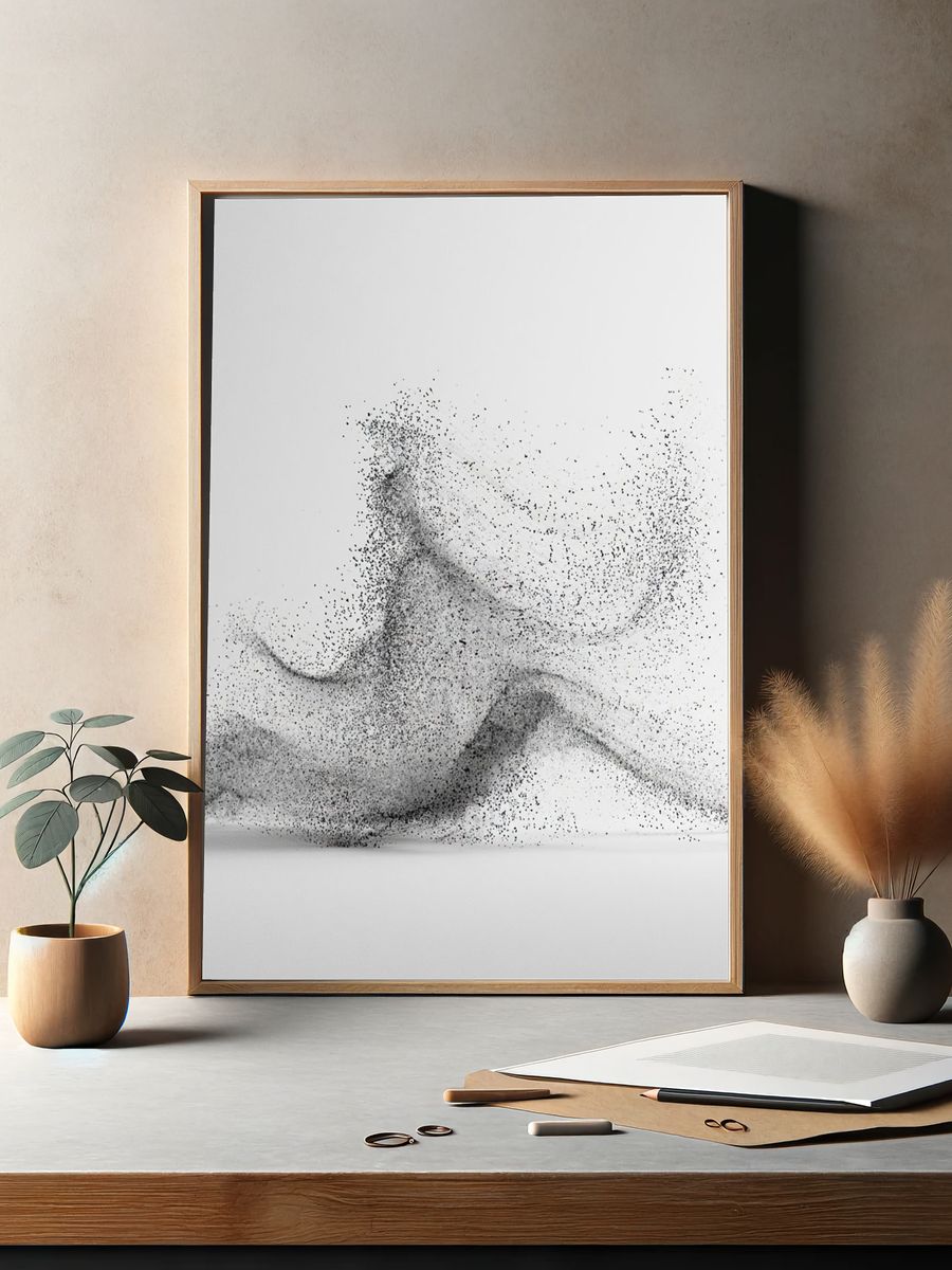 Monochrome Particle Wave Poster. — room view 2