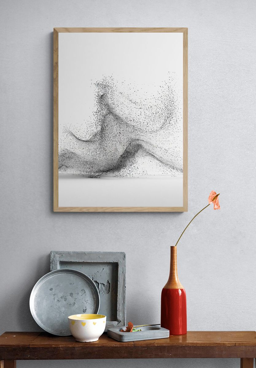 Monochrome Particle Wave Poster. — room view 3