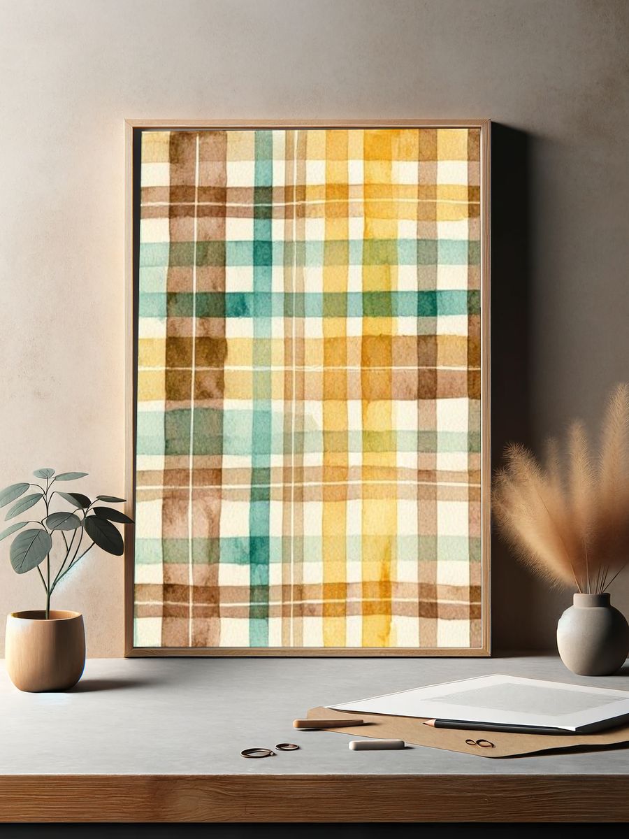 Watercolor Plaid Abstract Poster. — room view 2