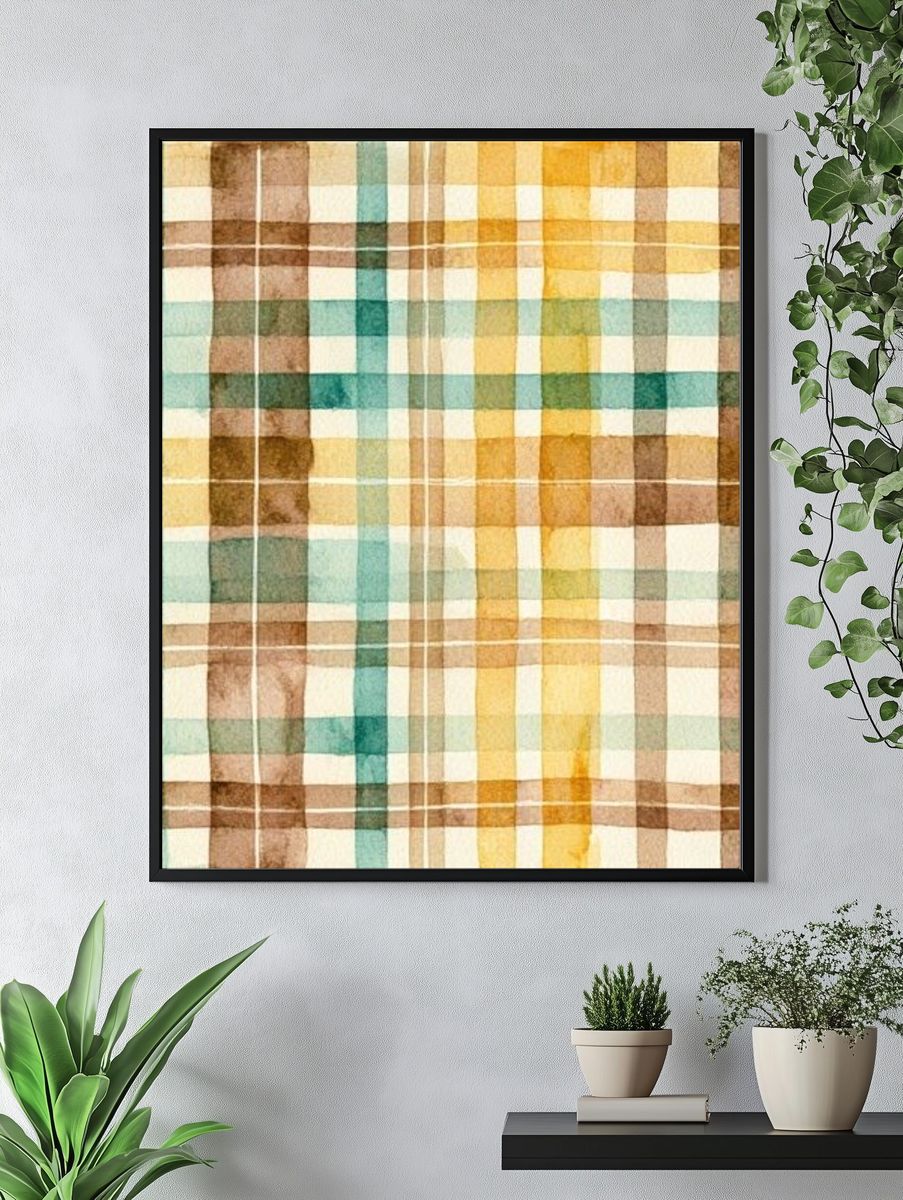 Watercolor Plaid Abstract Poster. — room view 4