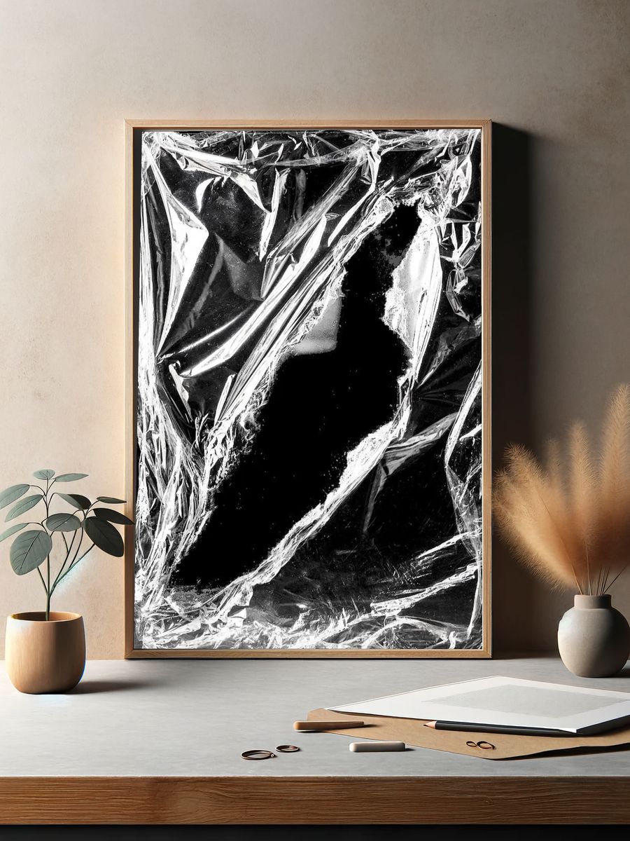 Abstract Black and White Texture Poster. — room view 2