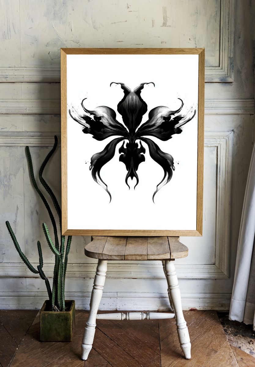 Ink Butterfly Abstract Print. — room view 1
