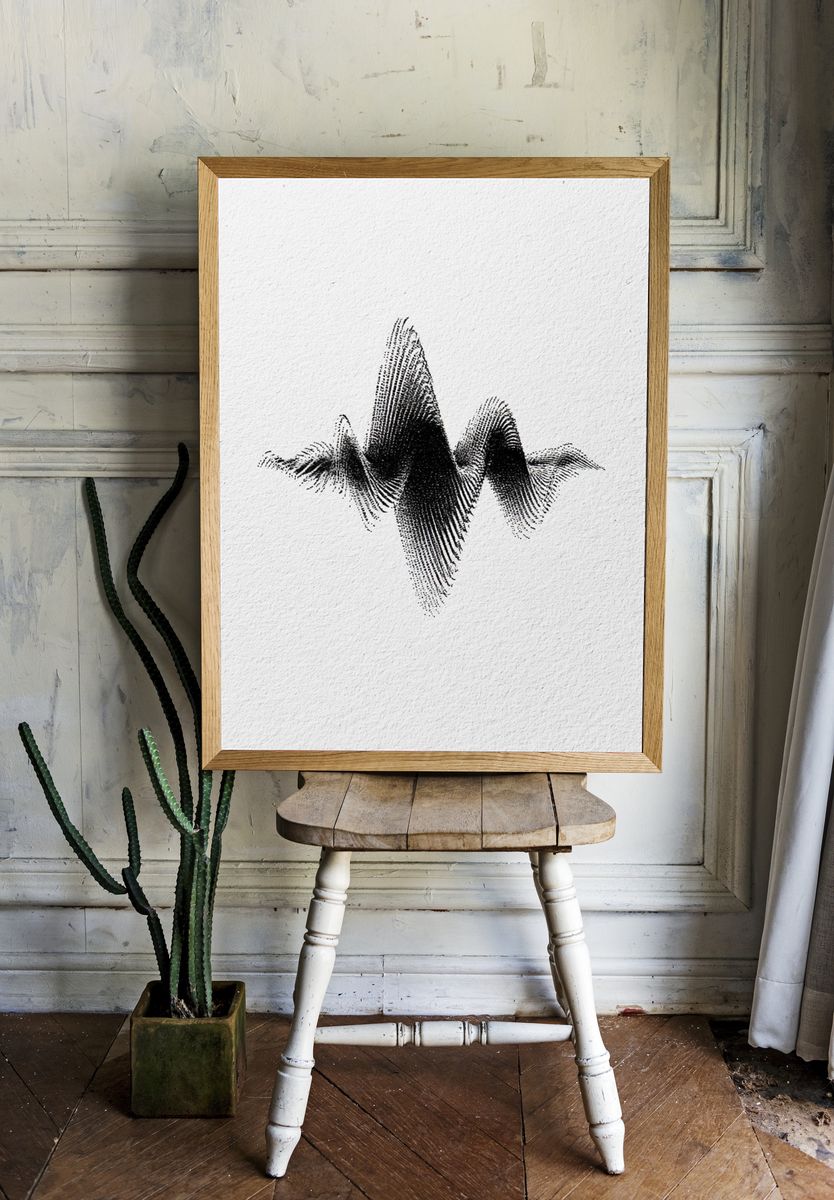 Monochrome Waveform Abstract Poster. — room view 1