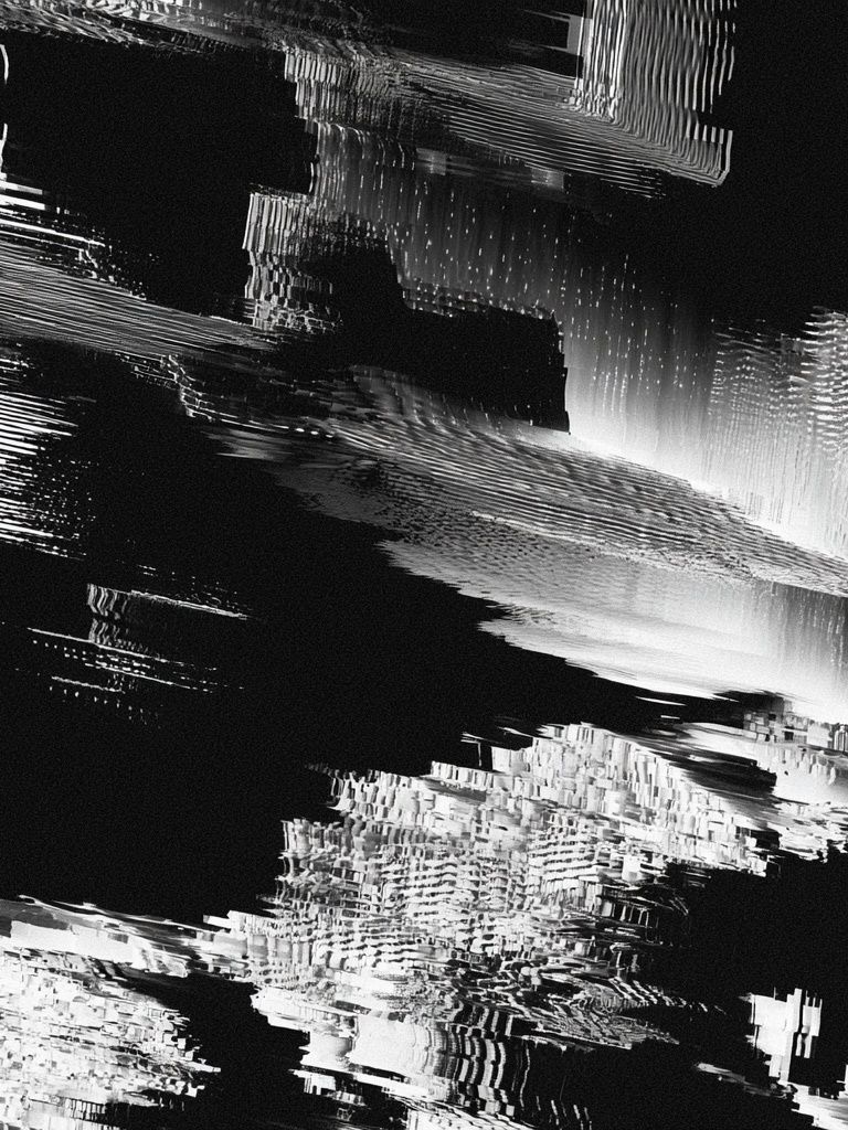 Monochrome Glitch Abstract Poster. poster — abstract art