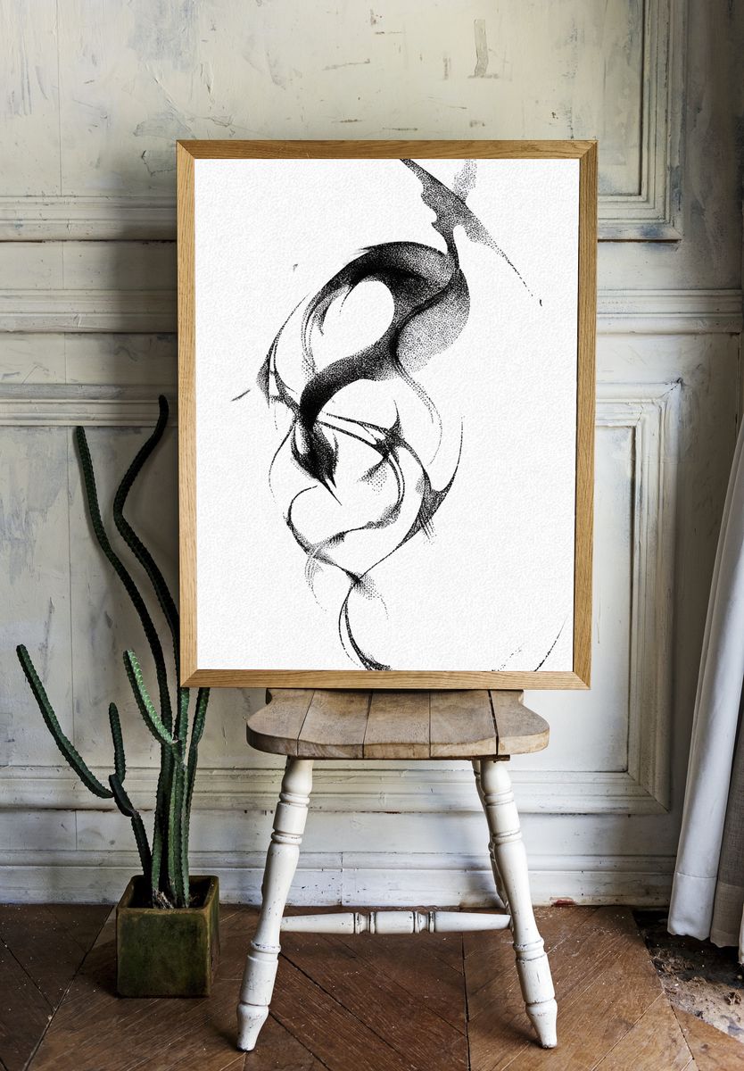 Abstract Black and White Art Poster room preview