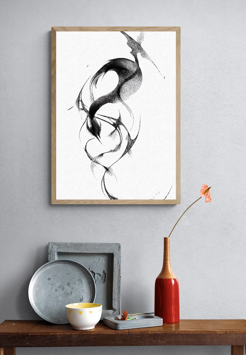 Abstract Black and White Art Poster. — room view 3