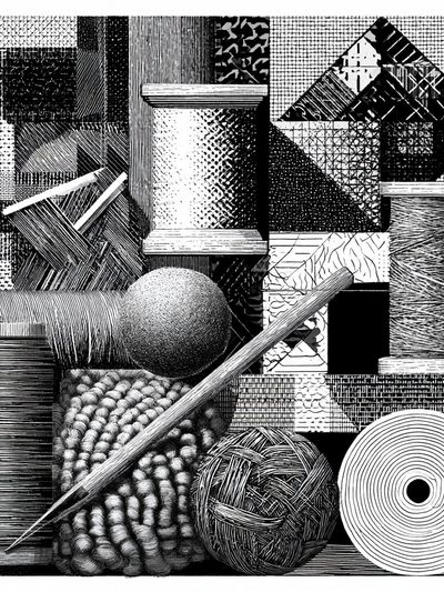 Monochrome Textile Study Abstract Print.