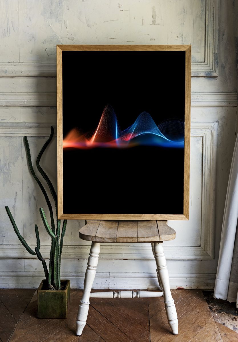 Neon Wave Abstract Poster. — room view 1
