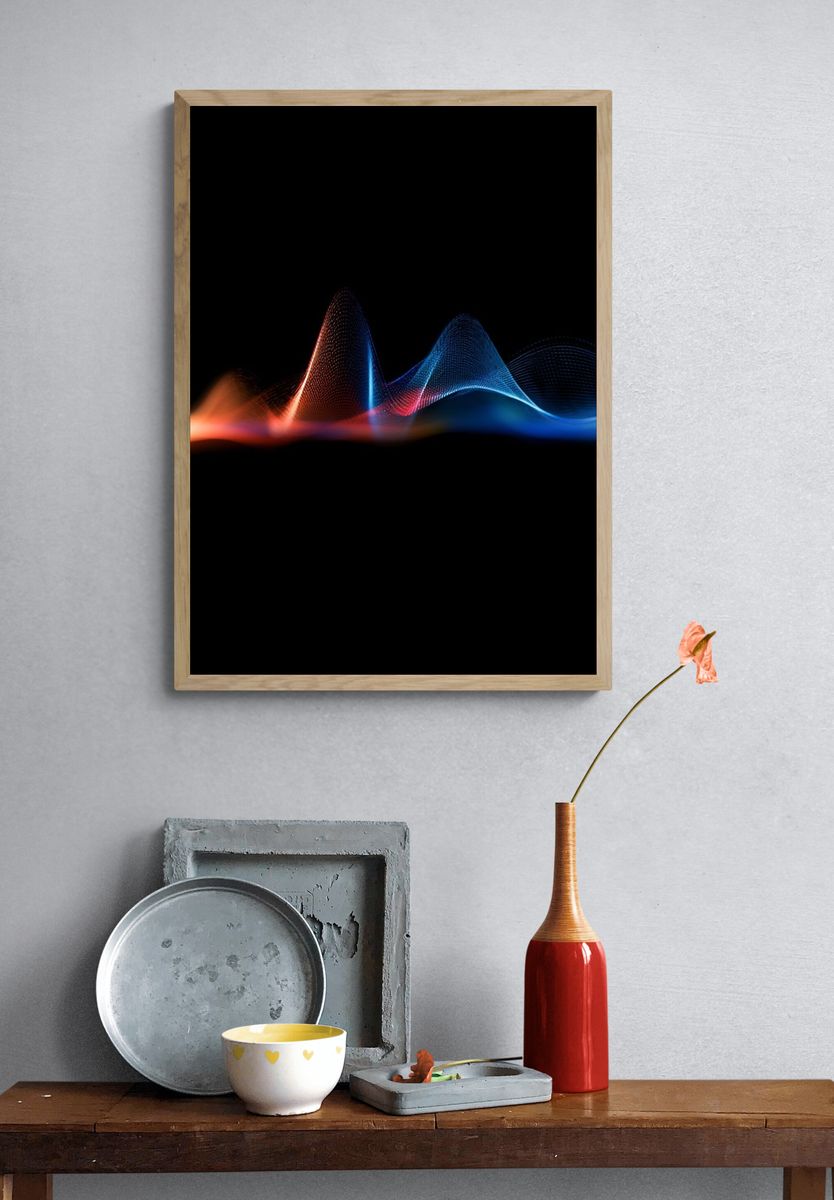 Neon Wave Abstract Poster. — room view 3