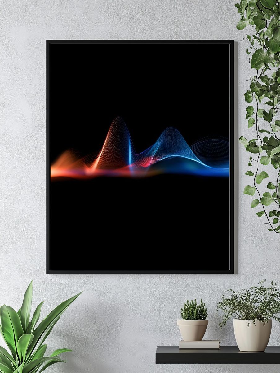 Neon Wave Abstract Poster. — room view 4