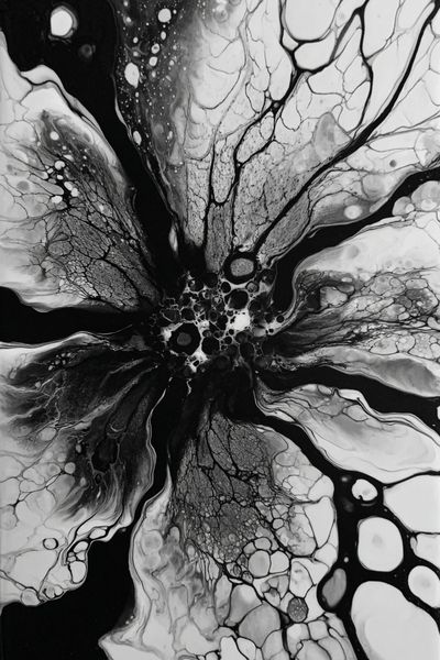 Abstract Black and White Floral Art Poster. poster