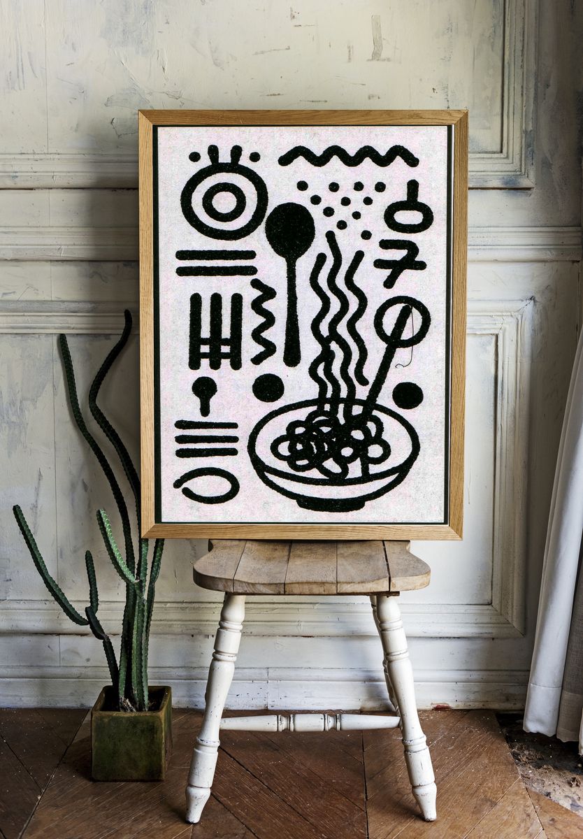 Abstract Black Line Art Poster. — room view 1