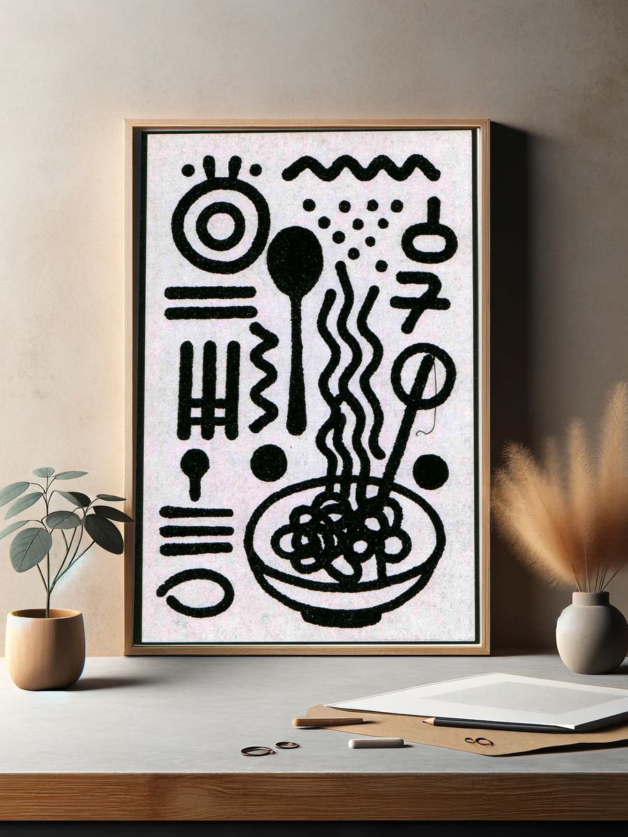 Abstract Black Line Art Poster. — room view 2