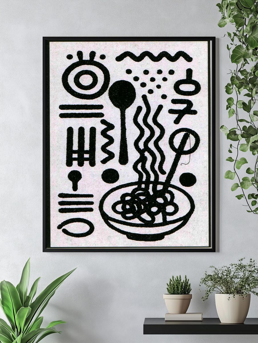 Abstract Black Line Art Poster. — room view 4