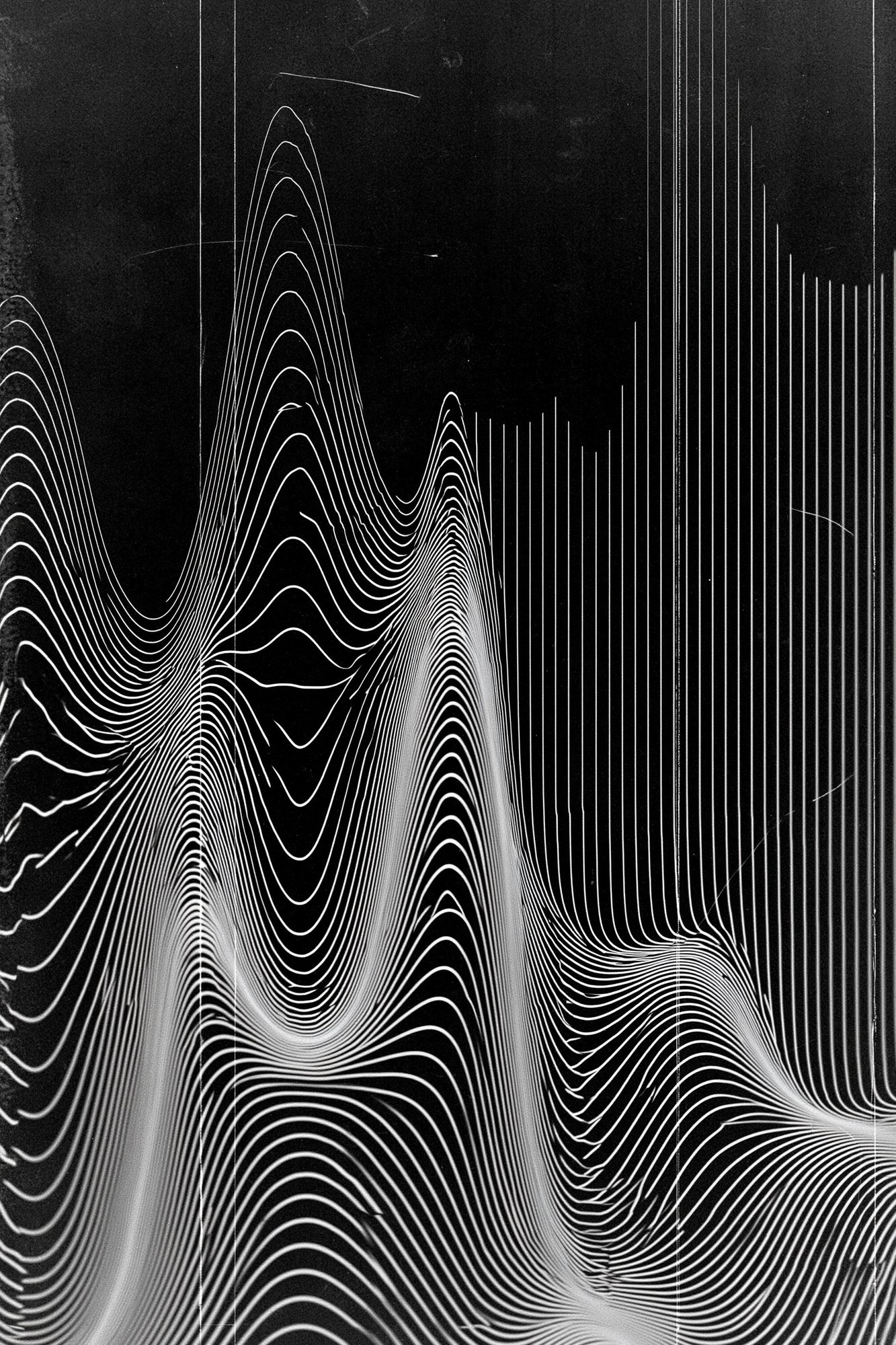 Monochrome Wave Lines Abstract Poster. poster — abstract art