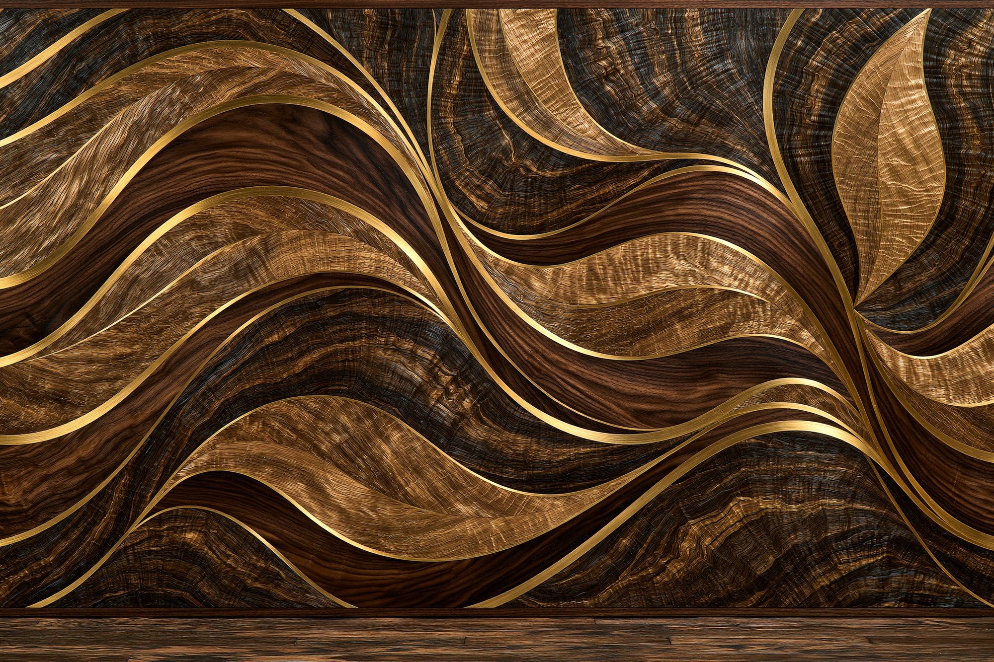 Golden Wood Waves Abstract Poster. poster detail
