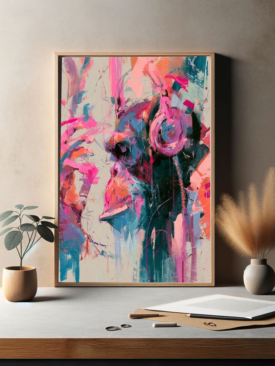 Abstract Neon Face Print. — room view 2