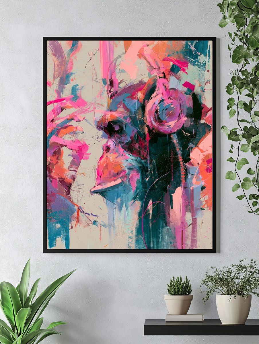 Abstract Neon Face Print. — room view 4