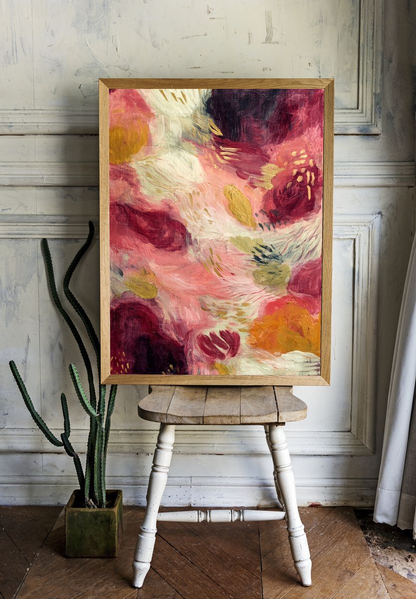Blush Petal Abstract Poster room preview