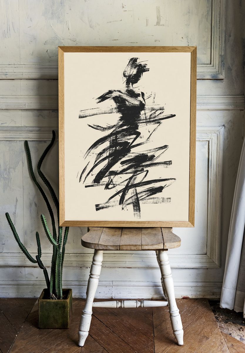 Ink Figure Abstract Print. room preview