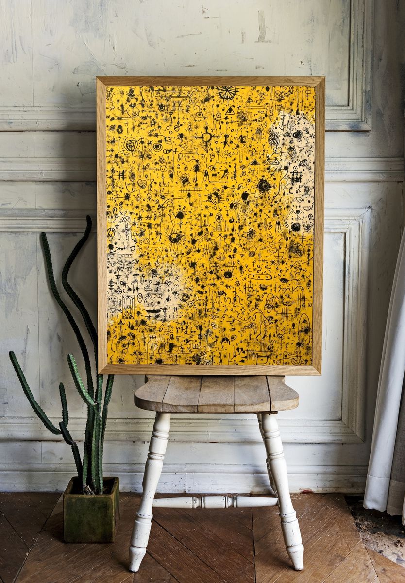 Abstract Yellow Patterns Poster. room preview