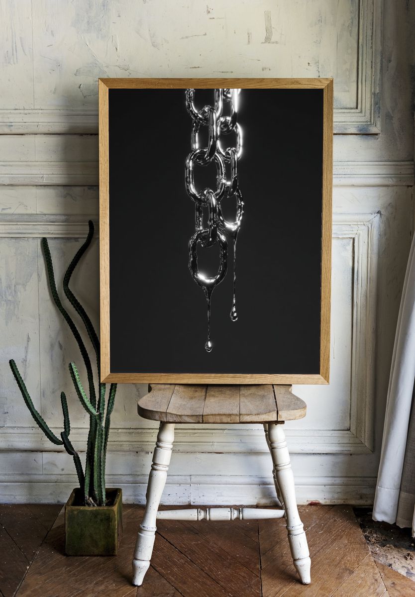 Chrome Chain Abstract Poster. — room view 1