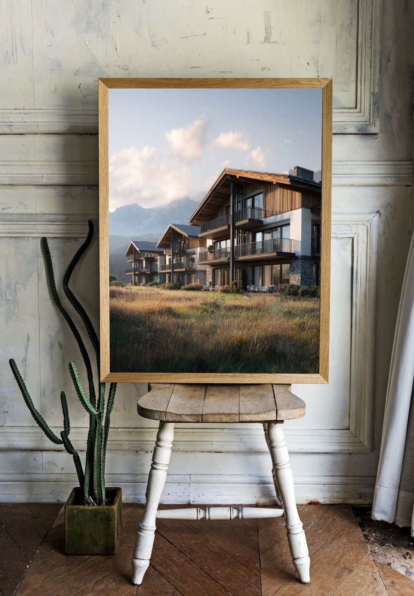 Alpine Chalet Architecture Poster. — room view 1