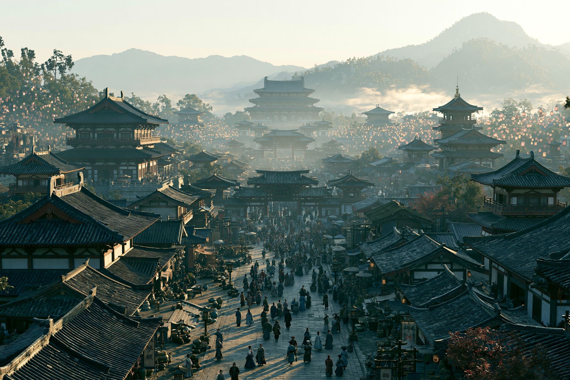 Ancient Chinese Cityscape Photography Poster. poster detail