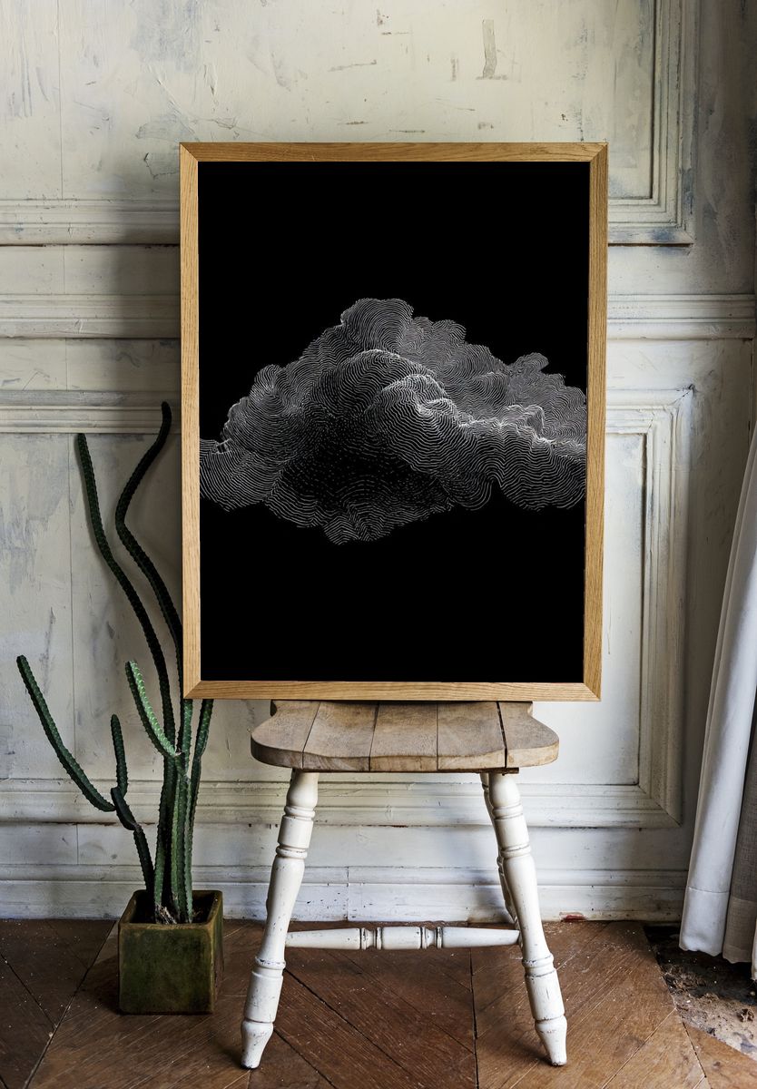 Abstract Cloud Lines Poster. — room view 1